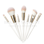 Deluxe White 7 Piece Makeup Brush Set Ultra Soft Fiber Hair Facial Brush Kit